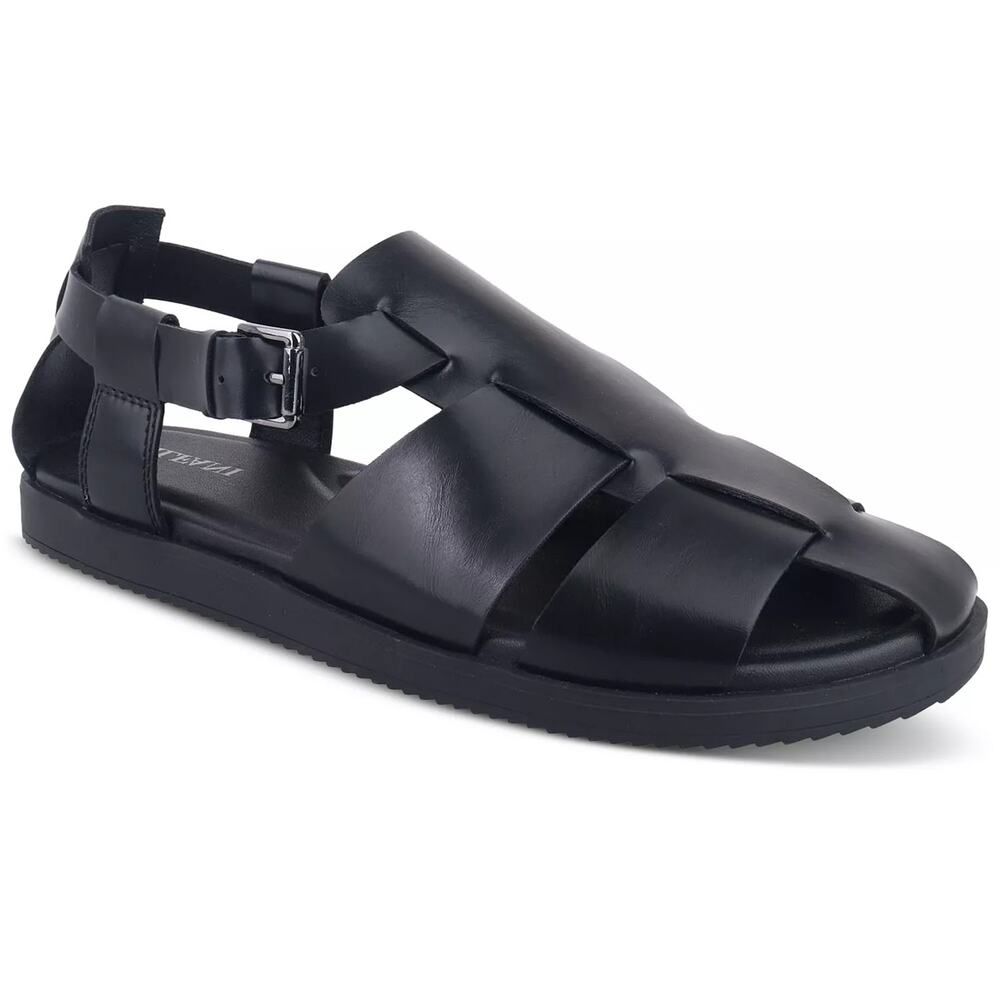 Alfani Men Ethann Flat Gladiator Sandals Size US 13M Black Faux Leather